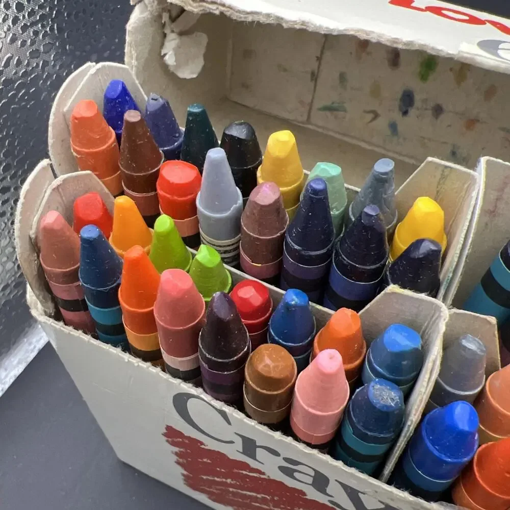 2 Boxes 1986 Lovette 64 Count Crayons In Original Box Opened/USED Non Toxic VTG